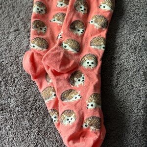 Hot Sox Hedgehog Patterned Socks - Pink and Brown